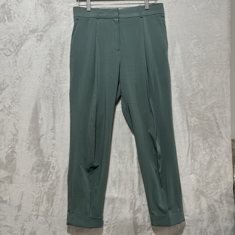 COS Tapered Trousers Green Pant Cuffed Hem High Rise Career Women's Size 6